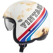 Motorcycle Helmet Jet Premier VINTAGE BTR 12 BM White Blue Red Matt