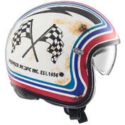 Motorcycle Helmet Jet Premier VINTAGE BTR 12 BM White Blue Red Matt