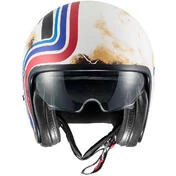 Motorcycle Helmet Jet Premier VINTAGE BTR 12 BM White Blue Red Matt