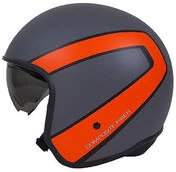 Moto Jet Helmet in Momo Fiber Design Raptor Gray Frost Red Outline