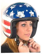 Motorcycle Helmet Jet Vintage Old One Flag USA visor Interior