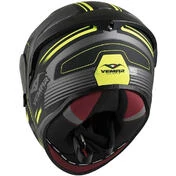 Integral Motorcycle Helmet in Vemar Hurricane Racing Fiber H038 Laser Gray Yellow Fluo