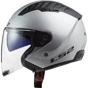 Double Visor Motorcycle Helmet Jet Ls2 OF600 Copter Solid Silver Opaque