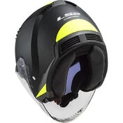 Double Visor Motorcycle Helmet Jet Ls2 OF600 Copter URBANE Black Yellow Fluo Matt