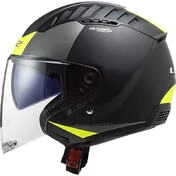 Double Visor Motorcycle Helmet Jet Ls2 OF600 Copter URBANE Black Yellow Fluo Matt