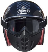 Motorcycle Helmet Jet Premier Vintage Fiber Mask NX Silver Chromed