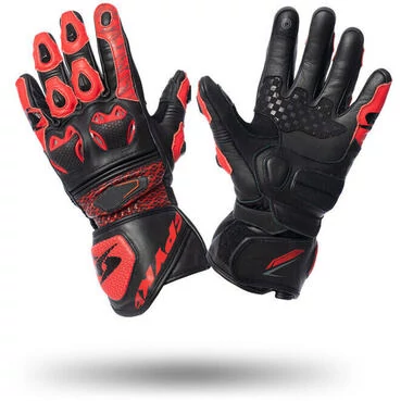 Spyke TECH RACE Black Red Racing Leather Motorcycle мотоперчатки