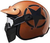 Motorcycle Helmet Jet Premier Vintage Fiber Star Metallic Orange