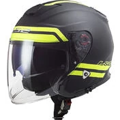 Jet Мотошлем in Ls2 Motorcycle Fiber OF521 INFINITY Hyper Matt Titanium Yellow Fluo