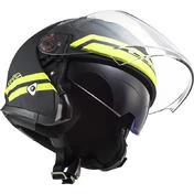 Jet Helmet in Ls2 Motorcycle Fiber OF521 INFINITY Hyper Matt Titanium Yellow Fluo