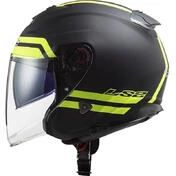 Jet Helmet in Ls2 Motorcycle Fiber OF521 INFINITY Hyper Matt Titanium Yellow Fluo