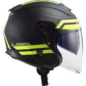 Jet Helmet in Ls2 Motorcycle Fiber OF521 INFINITY Hyper Matt Titanium Yellow Fluo