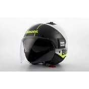 Moto Jet Helmet in Blauer BET HT Fiber White Yellow Fluo Black