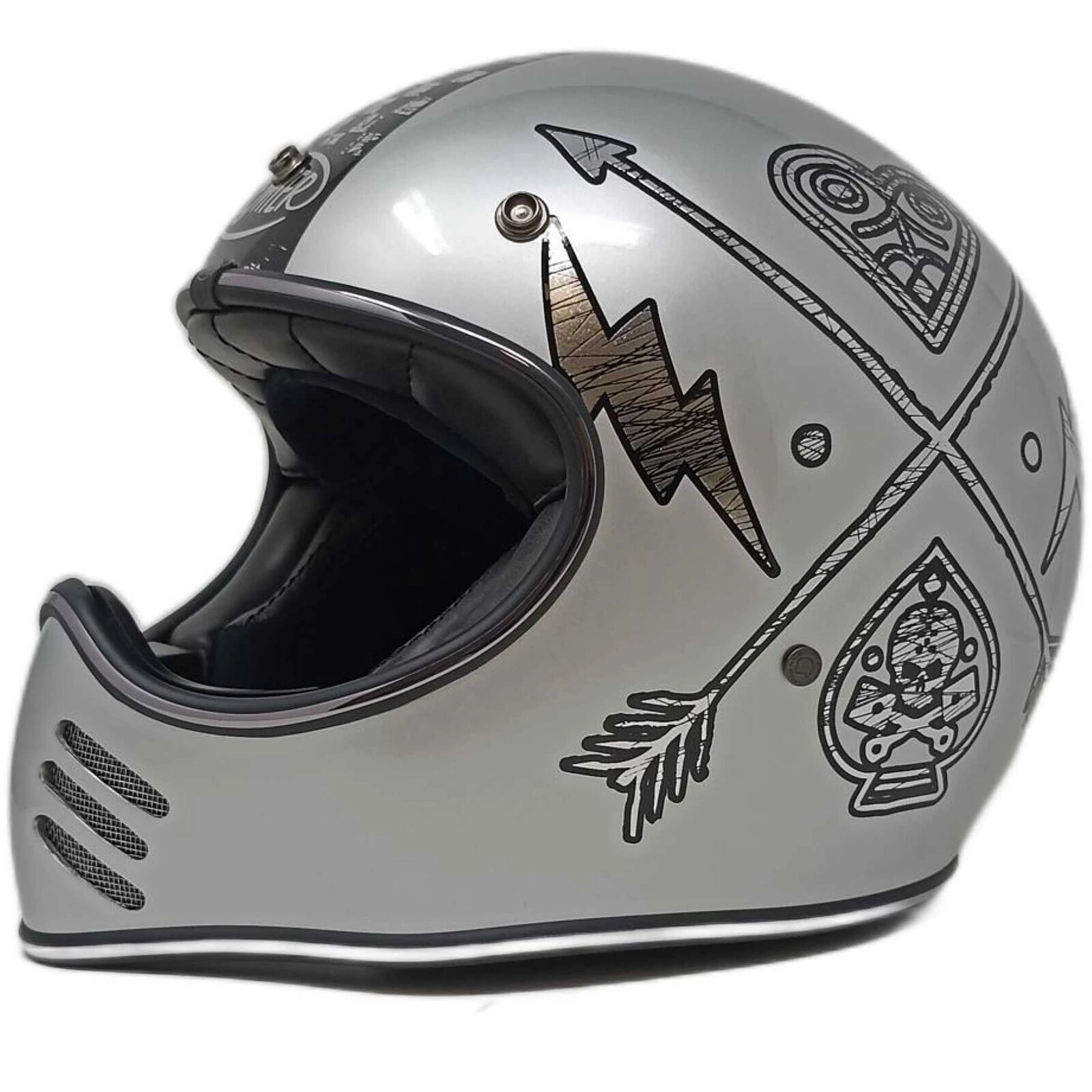 Integral Motorcycle Мотошлем Custom Premier MX NX SILVER CHROMED