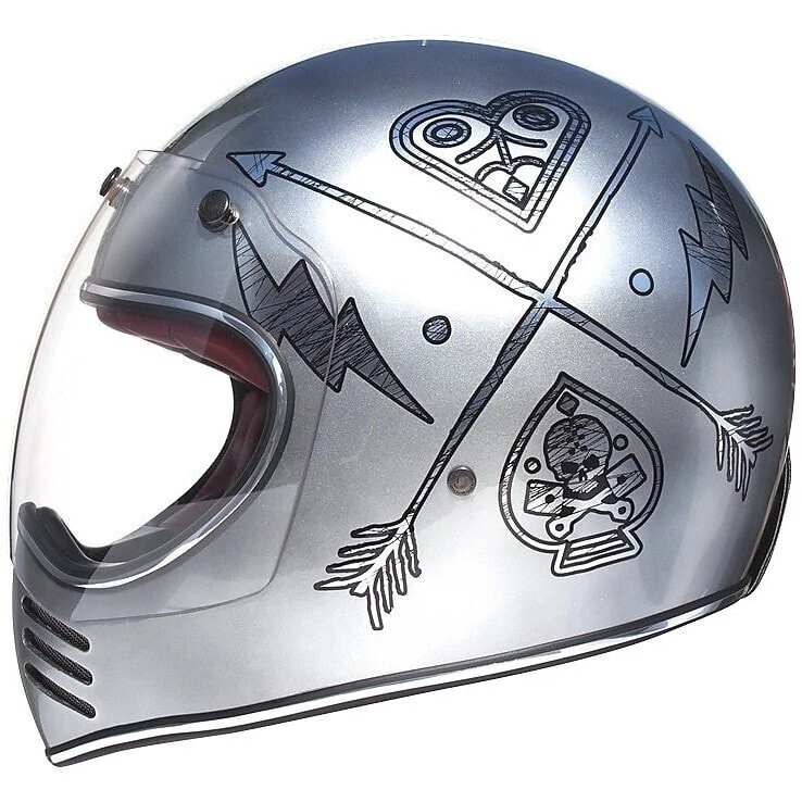 Integral Motorcycle Helmet Custom Premier MX NX SILVER CHROMED