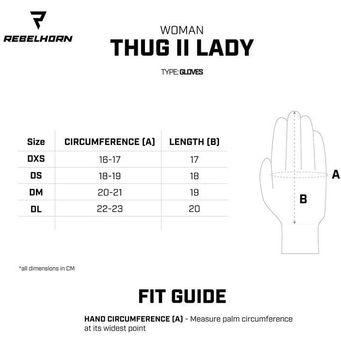 Rebelhorn THUG II LADY Women's Motorcycle мотоперчатки Black
