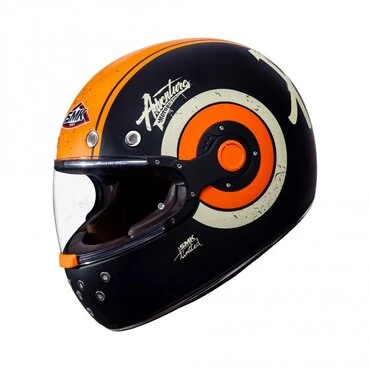 SMK Retro Adventure Black Micrometric Full Face Мотошлем Черный