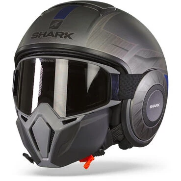 Shark Street Drak Tribute Rm Mat Anthracite Chrom Blue AUB Jet Мотошлем Blue, Grey