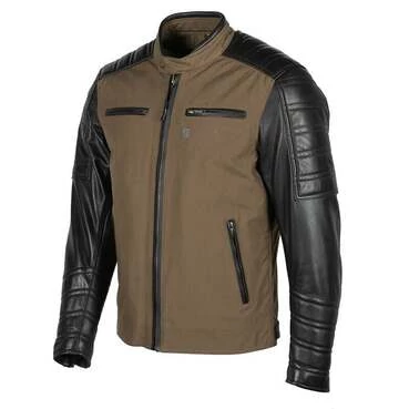 Helstons CRUISER Cuir-Tissu Nylon мотокуртка Khaki Brown, Green