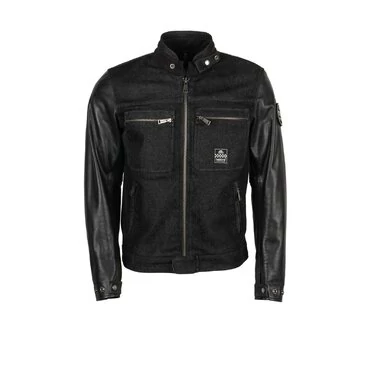 Helstons Winston Canvas Cotton Leather мотокуртка Black Black Черный
