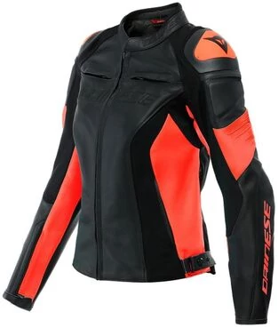 Dainese Racing 4 Lady Leather Jacket Black/Fluo-Red