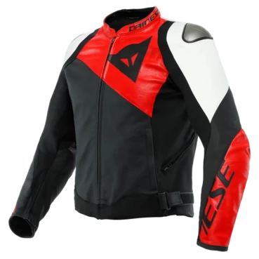 Dainese Sportiva Leather Jacket Black/Lava-Red/White