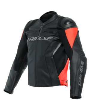 Dainese Racing 4 Leather Jacket Black-Fluo-Red