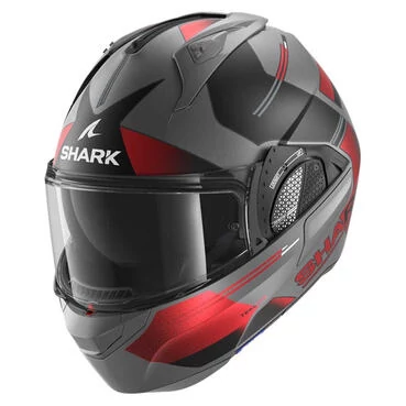 SHARK Evo GT Tekline Modular Helmet Matt Anthracite / Chrome / Red