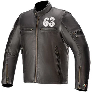 Alpinestars SIXTY THREE Black Leather Motorcycle мотокуртка