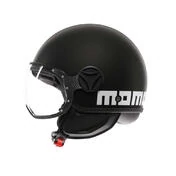 MOMO DESIGN FGTR Classic Open Face Helmet Stripes Matt Black / Fucsia