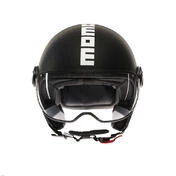 MOMO DESIGN FGTR Classic Open Face Helmet Stripes Matt Black / Fucsia