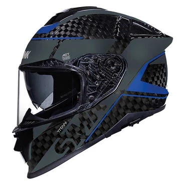 SMK Titan Carbon Nero full face helmet Grey / Blue / Black