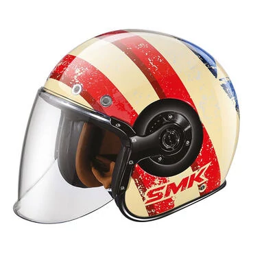 SMK Retro open face helmet Matt Red / White