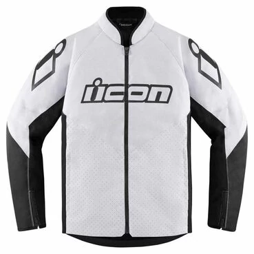 Icon Hooligan CE мотокуртка белая с черными вставками