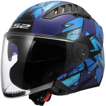 LS2 OF600 COPTER II KANJI Blue Motorcycle Jet Мотошлем