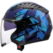 LS2 OF600 COPTER II KANJI Blue Motorcycle Jet Мотошлем
