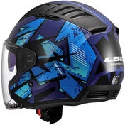 LS2 OF600 COPTER II KANJI Blue Motorcycle Jet Мотошлем