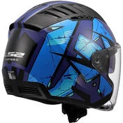 LS2 OF600 COPTER II KANJI Blue Motorcycle Jet Мотошлем