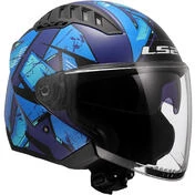 LS2 OF600 COPTER II KANJI Blue Motorcycle Jet Мотошлем