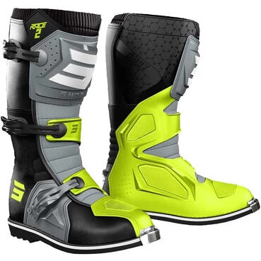 Motocross Enduro мотоботинки Shot RACE 2 Black Grey Yellow Fluo