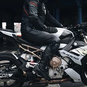 VELOCE Black White Motorcycle Leather мотоштаны