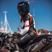 Rebelhorn REBEL Lady Women's Leather Motorcycle мотоштаны Black Fluo Red White