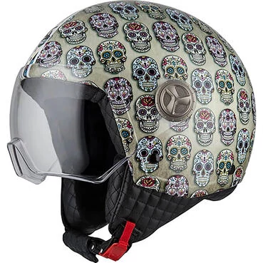NZI Zeta 2 open face helmet Glossy Mexican Skulls