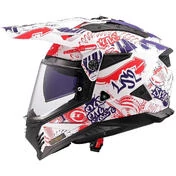 LS2 MX702 PIONEER 2 FANTASY Off-Road Full Face Motorcycle Мотошлем White Red Blue