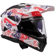 LS2 MX702 PIONEER 2 FANTASY Off-Road Full Face Motorcycle Мотошлем White Red Blue