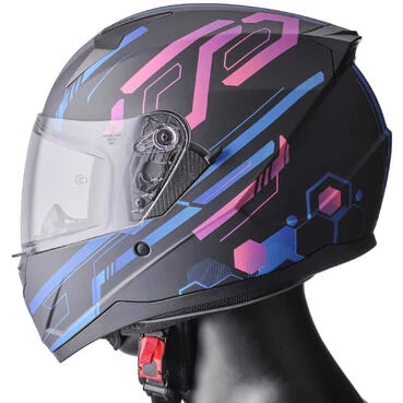 Gms Hexago Graphic Full Face Motorcycle Мотошлем Blue Purple