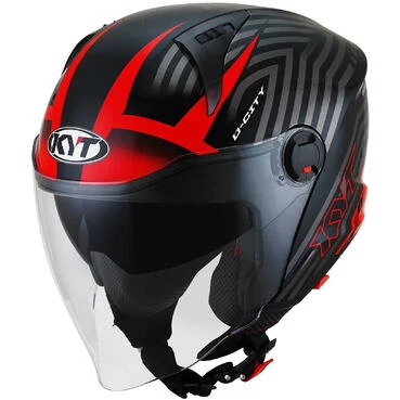 KYT D-CITY LUCENT Jet Motorcycle Мотошлем Black Red
