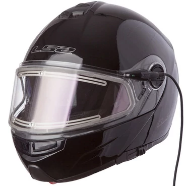 LS2 FF325 Strobe Electric Snow мотошлем зимний снегоходный черный с электрическим визором