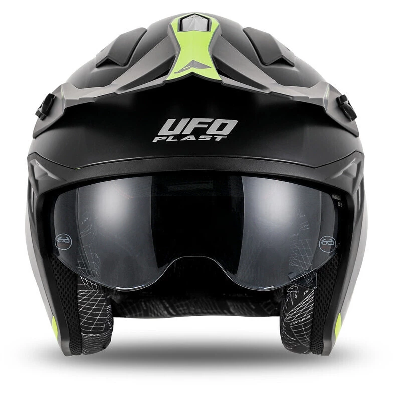Ufo SHERATAN JET Jet Motorcycle Мотошлем Fluorescent Yellow Black