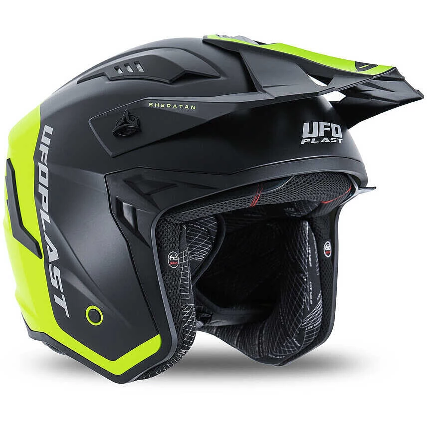 Ufo SHERATAN JET Jet Motorcycle Мотошлем Fluorescent Yellow Black